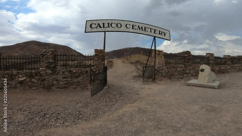 Entrance to Calico Ghost Town old Cemetery of 1890. The mining town of