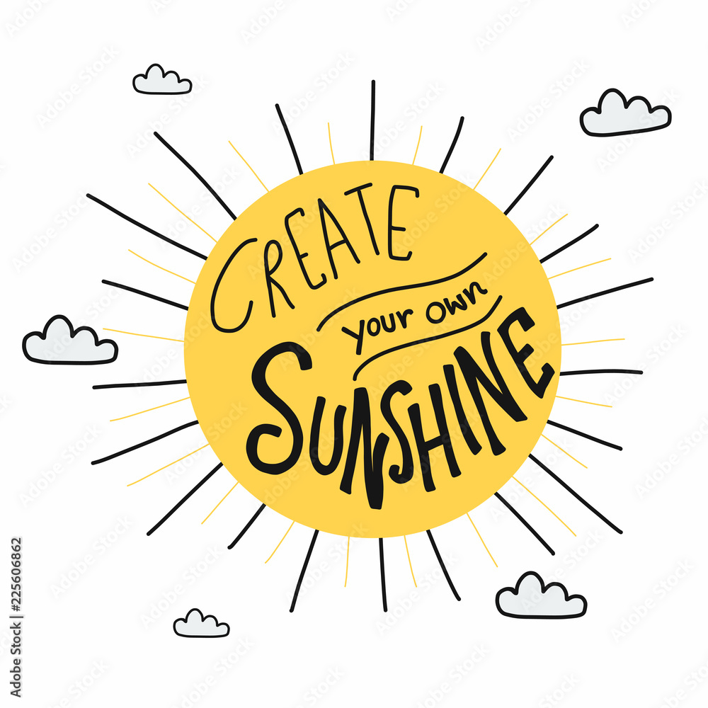 Create your own sunshine word on sun cartoon doodle style vector  illustration Stock Vector | Adobe Stock