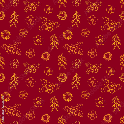 Wallpaper Mural Asian pattern. Kabuki. Japanese doodles. Kabuki theatre elements. Kimono. Asia culture symbols. Oriental ornament. Chinese sketch. Fashion. China. Japan. Singapore. Korea. Vietnam. Fabric design. Torontodigital.ca