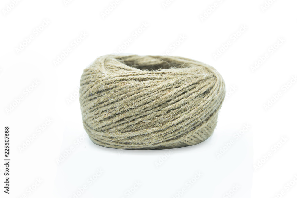 Hemp rope roll isolated on white backgroung. with clipping path