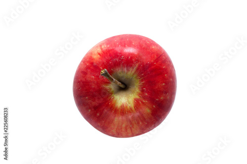 Red apple on a white background. View from above. Close-up