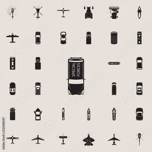 Armored Assault Wagon icon. Transport view from above icons universal set for web and mobile