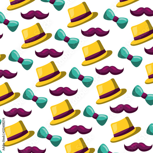 carnival festival hat bowtie mustache pattern