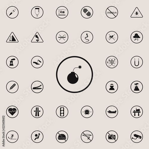 danger sign bomb icon. Warning signs icons universal set for web and mobile