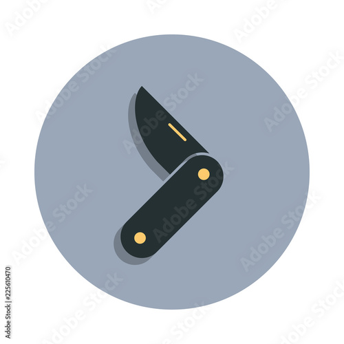 jackknife icon in badge style. One of web collection icon can be used for UI, UX