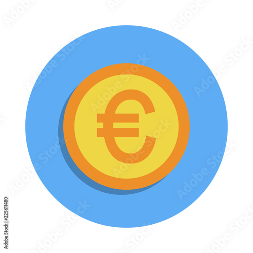 euro coin colored icon in badge style. One of Banking collection icon can be used for UI, UX