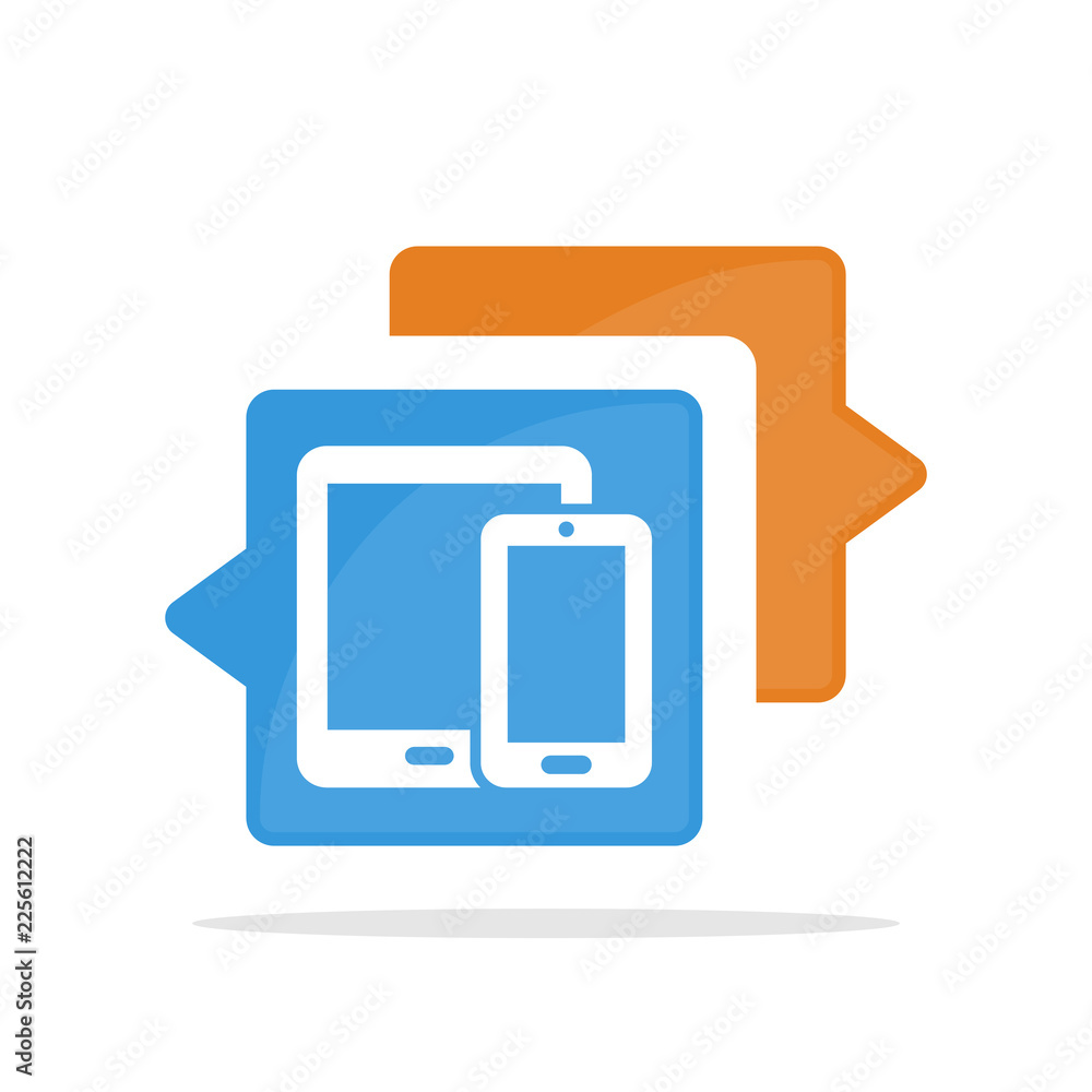 Vector illustration icon with the concept of communicating and sharing information about smartphones, gadgets