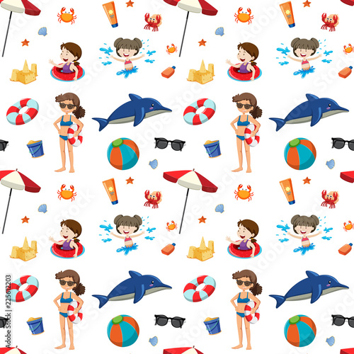 Summer element on seamless pattern