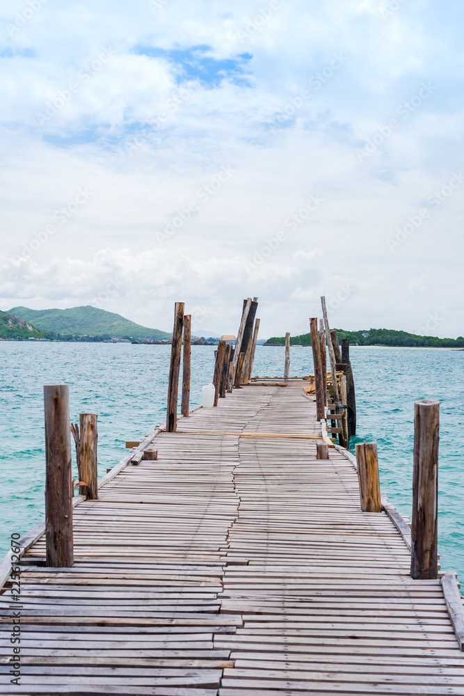 White sand beach with blue sea on KohKham .