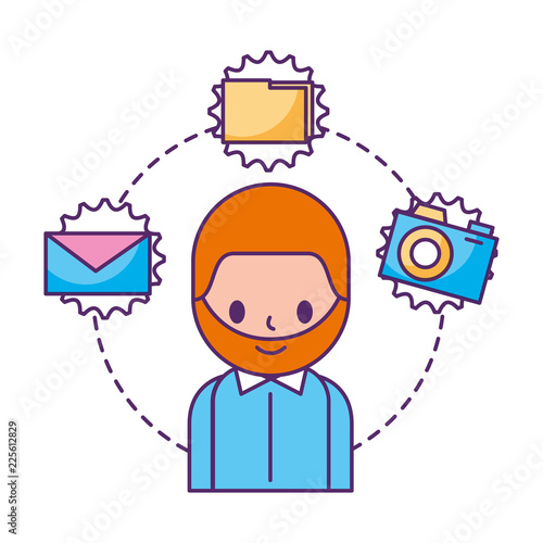 man portrait social media icons