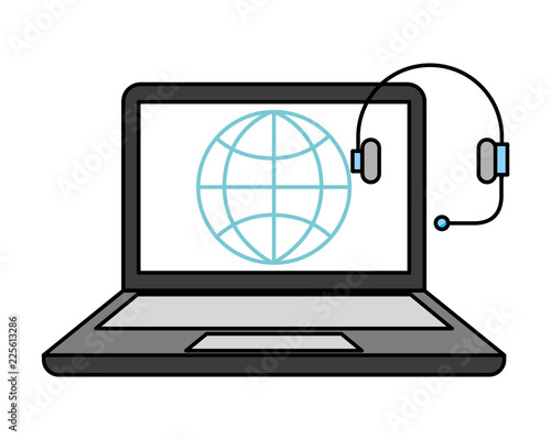 laptop computer headset world isolated image