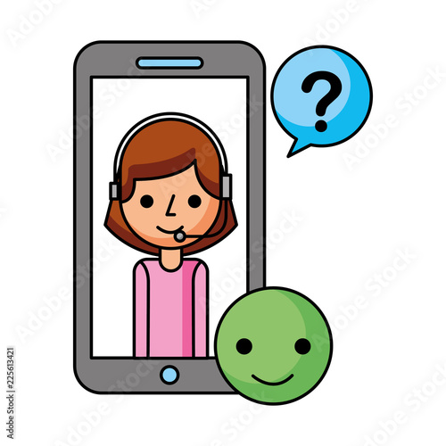 call center girl in smartphone support helpline