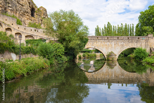 Wallpaper Mural Arc brick bridge over the river in Luxembourg city, downtown. Torontodigital.ca