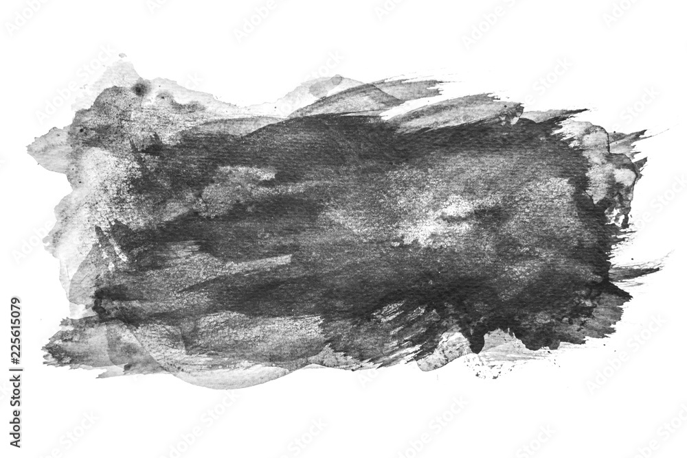 Black watercolor splashing on white background, hand paint on paper. Black watercolor splashing on white background, hand paint on paper.