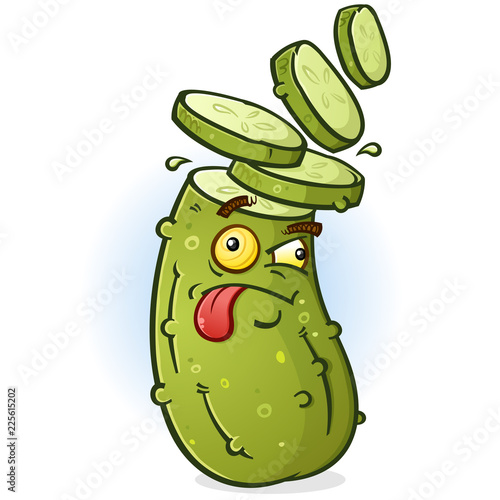 Sliced Head Pickle Cartoon Character