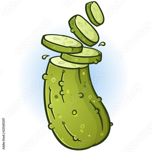 Sliced Pickle Cartoon Illustration
