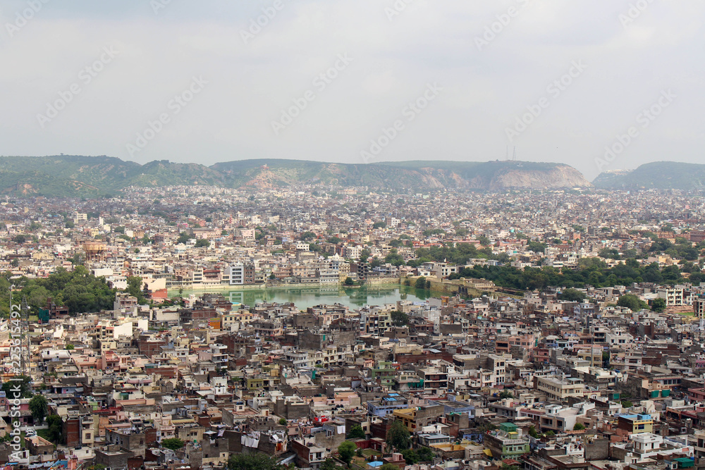 Jaipur city as seen from Nahargarh Fort on the hill.