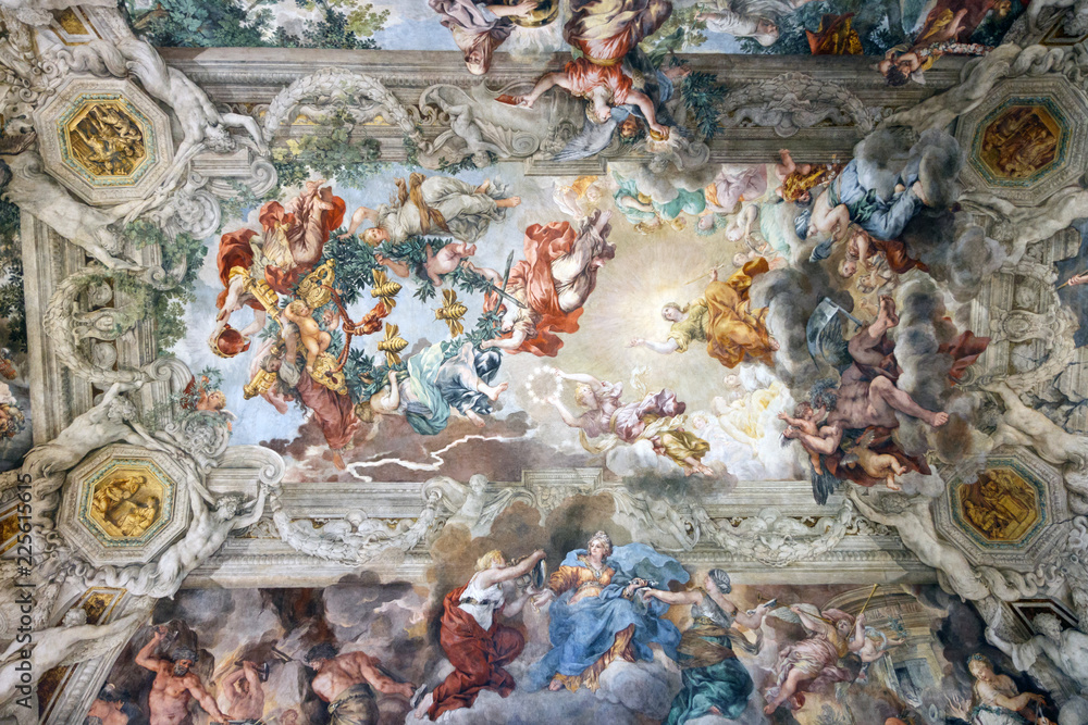 Naklejka premium Malowanie sufitu Palazzo Barberini w Rzymie z pszczołami, które są symbolem domu