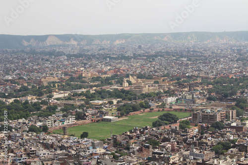 The scenery of Jaipur city as seen from Nahargarh Fort on the hill