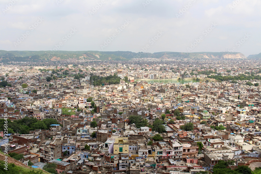 The crowded Jaipur city as seen from Nahargarh Fort on the hill.