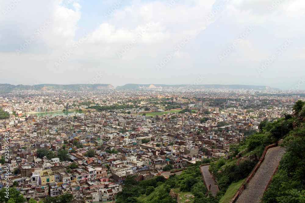 Jaipur city as seen from Nahargarh Fort on the hill.