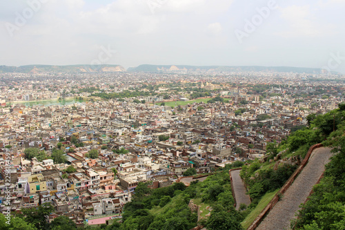 The crowded Jaipur city as seen from Nahargarh Fort on the hill. © leodaphne