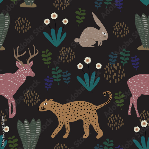Floral pattern with leopard...