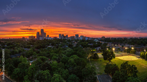 Panoramic view of sunset over Midtown Toronto in Spring photo