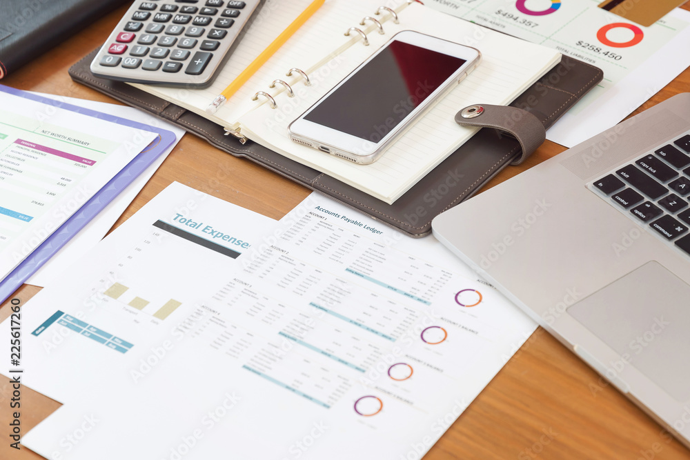 Business and finance concept of office working desk Business and finance concept of office working desk