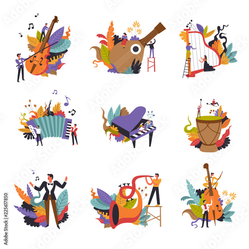 Class music, instruments and musicians on concert isolated set v