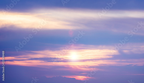Beautiful Sunset Sky in Bright Blue and Violet Colors in Summer Evening