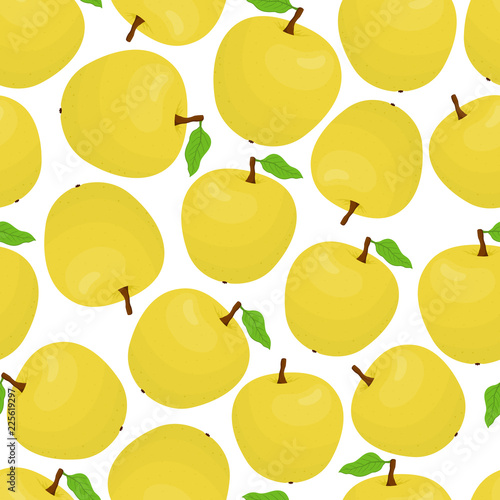 Vector cartoon seamless pattern with yellow apples