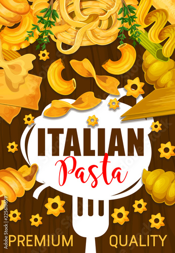 Italian pasta poster with pastry food or garnish