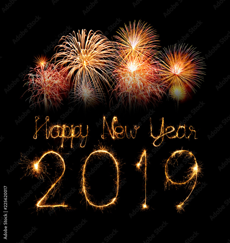 2019 happy new year with Sparkle firework 2019 happy new year with Sparkle firework