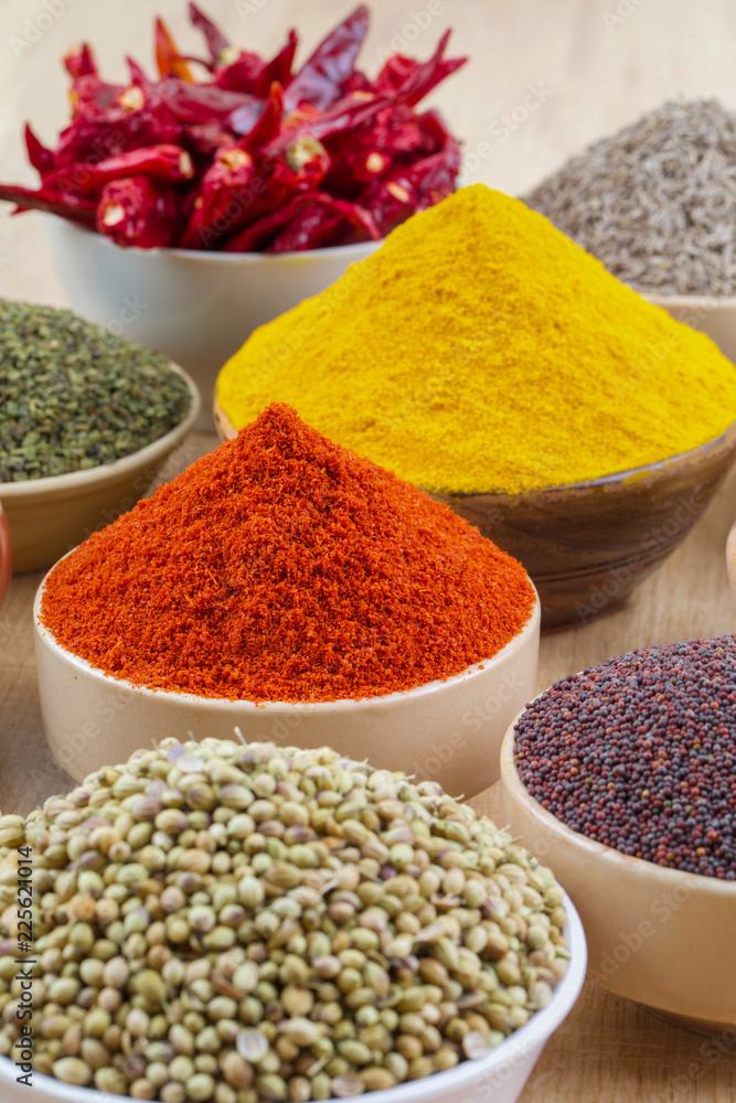 Indian Spices Collection on Vintage Background Stock Photo Adobe Stock