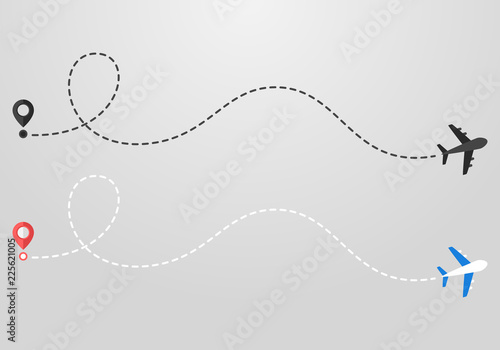 Plane and track icon on a white background
