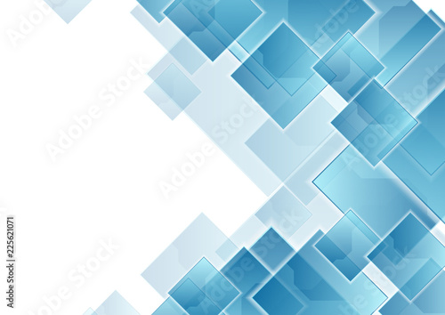 Blue tech squares abstract geometric background