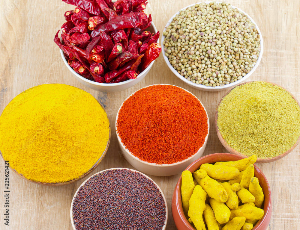 Indian Spices Collection on Vintage Background Stock Photo Adobe Stock