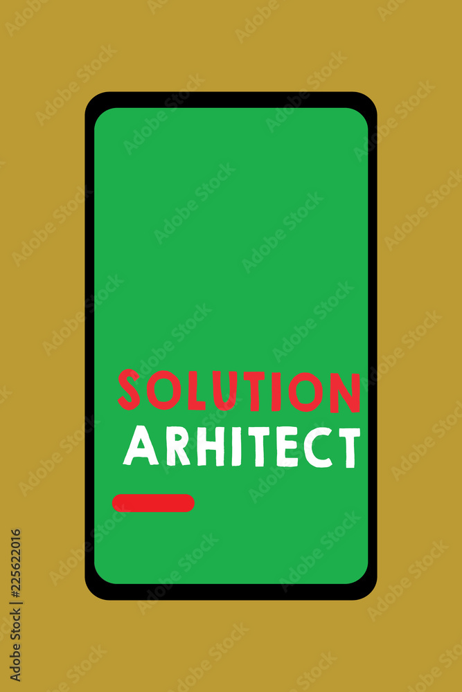 Writing note showing Solution Arhitect. Business photo showcasing Design applications or services within an organization. Writing note showing Solution Arhitect. Business photo showcasing Design applications or services within an organization.