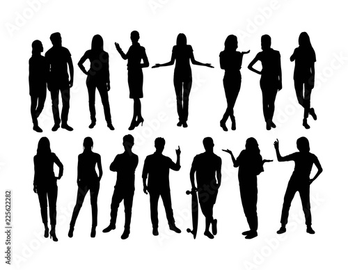 Standing People Silhouette, art vector design