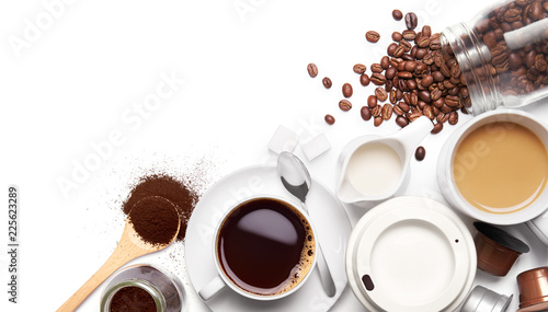Variety types of coffee and ingredients