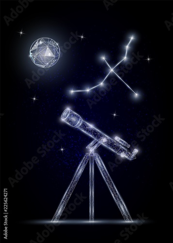Astronomy science vector polygonal art style illustration