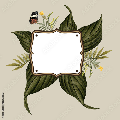 Blank floral frame card illustration
