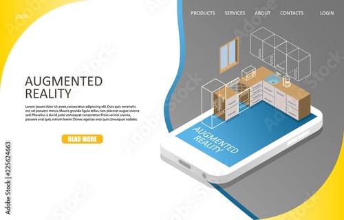 Augmented reality landing page website vector template