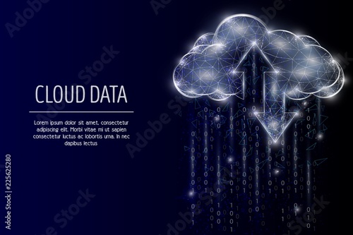 Cloud storage vector polygonal art style illustration
