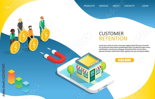 Customer retention landing page website vector template