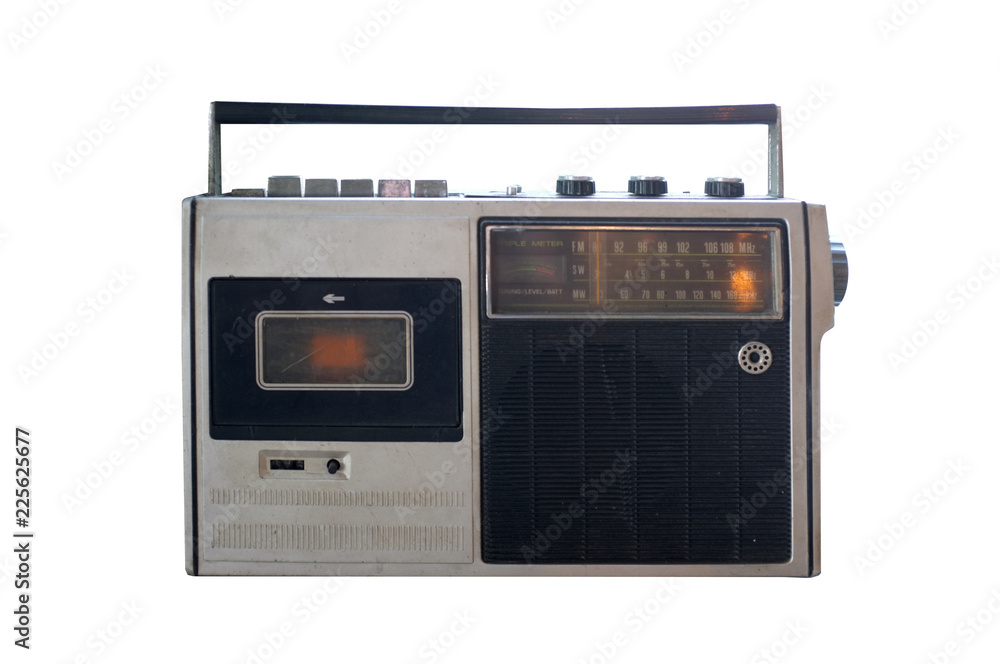 Retro outdated portable stereo boombox radio cassette recorder from 80s  Stock Photo | Adobe Stock