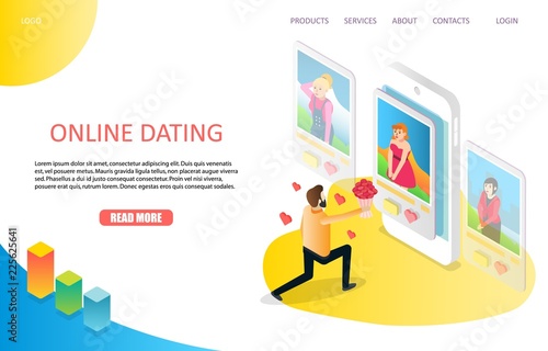 Dating online landing page website vector template