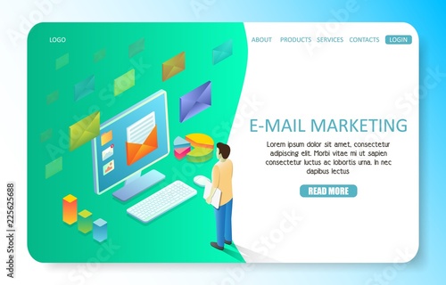 E-mail marketing landing page website vector template
