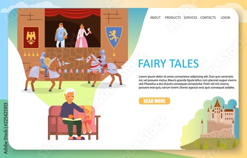 Fairy tales landing page website vector template